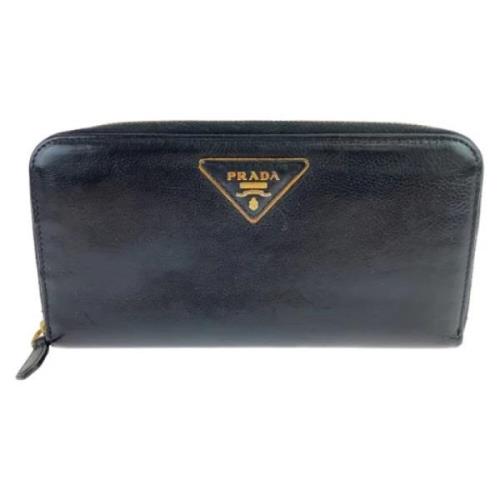 Pre-owned Leather wallets Prada Vintage , Black , Heren