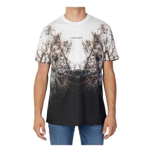 Wit Bedrukt T-shirt Korte Mouw Antony Morato , White , Heren