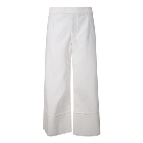 Katoenen Broek met Contrasterende Stiksels Jejia , White , Dames