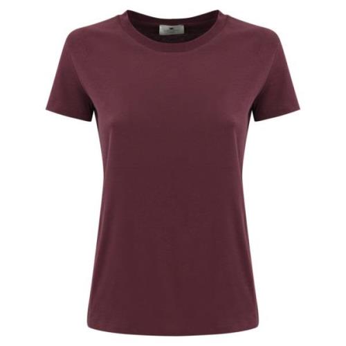 Bordeaux Katoen Logo T-shirt Elisabetta Franchi , Red , Dames