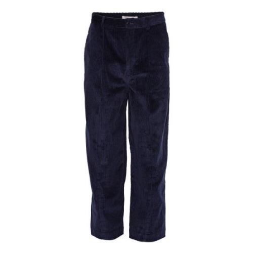 Marineblauwe Corduroy Broek met Plooien Henrik Vibskov , Blue , Heren