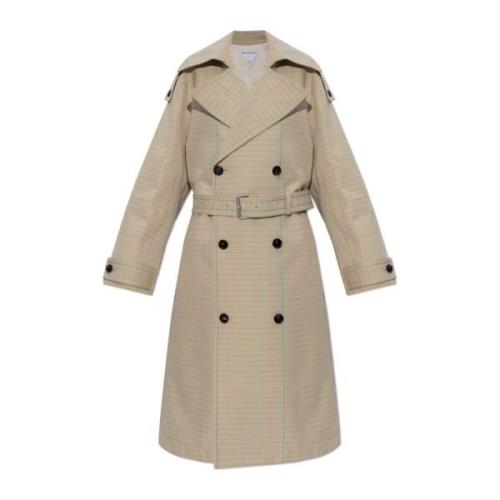 Trenchcoat met ruitpatroon Bottega Veneta , Beige , Dames