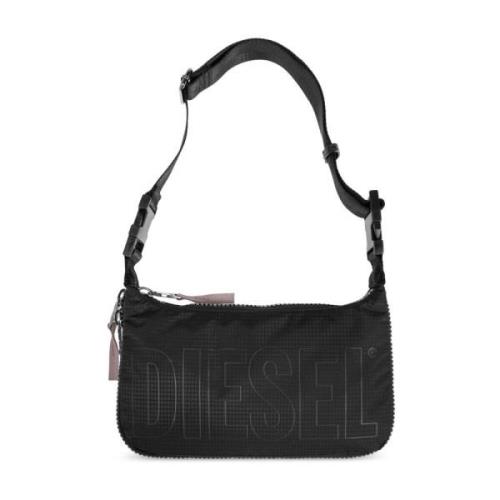 Zwarte Ruitpatroon Logoprint Tas Diesel , Black , Dames