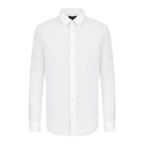 Witte Stretch Stof Shirt Klassieke Kraag Lange Mouw Adelaar Borduurwer...