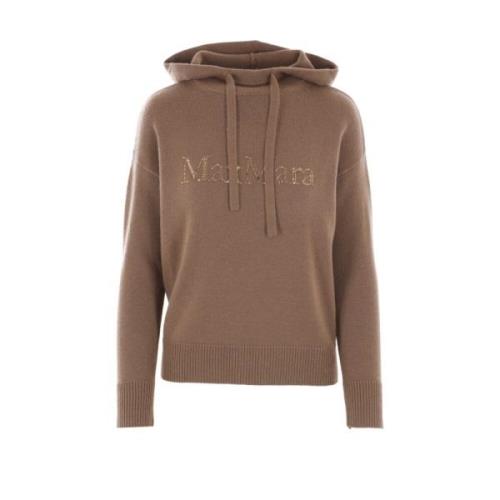 Bruine hoodie met strass logo Max Mara , Brown , Dames