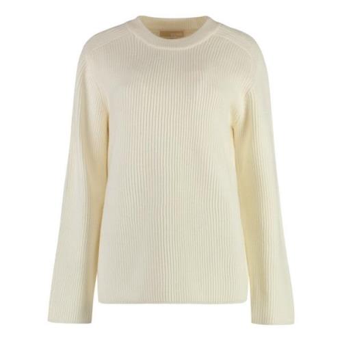 Geribbelde Merinowol Crew-Neck Sweater Michael Kors , Beige , Dames