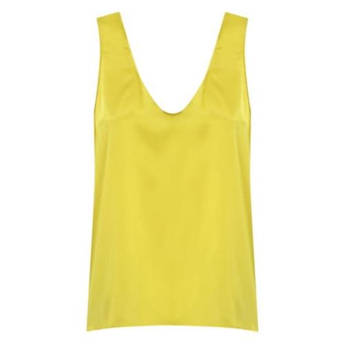 Gele Zijden Mouwloze Top Pinko , Yellow , Dames