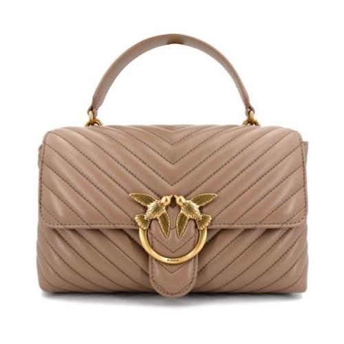 Gewatteerde leren tas met Chevron-patroon Pinko , Brown , Dames