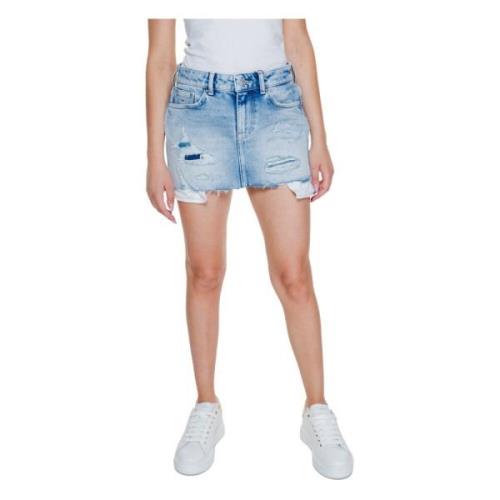 Blauwe Katoenen Rok met Rits Sluiting Tommy Hilfiger , Blue , Dames