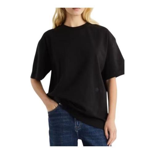 Licht Katoen Interlock Crew Neck T-Shirt Tommy Hilfiger , Black , Dame...