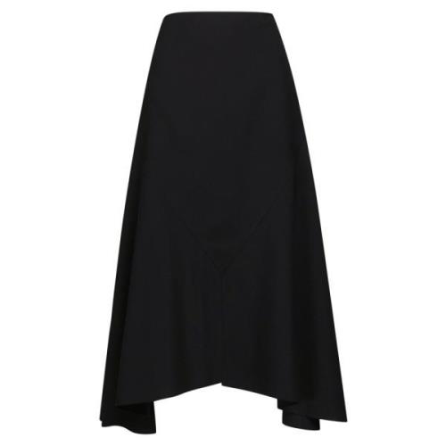 Asymmetrische Midi Rok van Tropische Wol Marni , Black , Dames