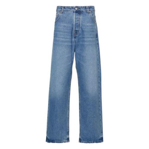 Lichtblauwe Denim Jeans met Versleten Finish Jacquemus , Blue , Heren