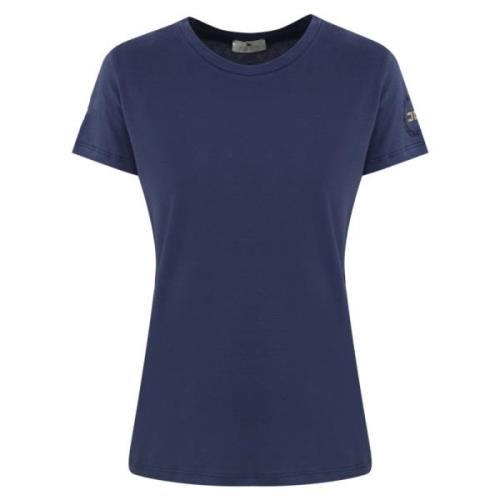 Blauw Logo T-shirt met Strass Elisabetta Franchi , Blue , Dames