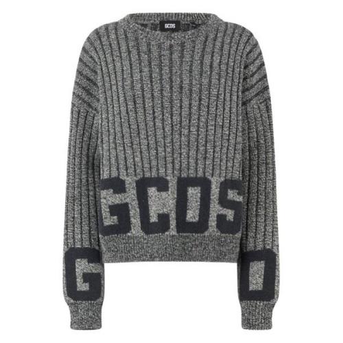 Geribbelde Logo Trui Gcds , Gray , Dames