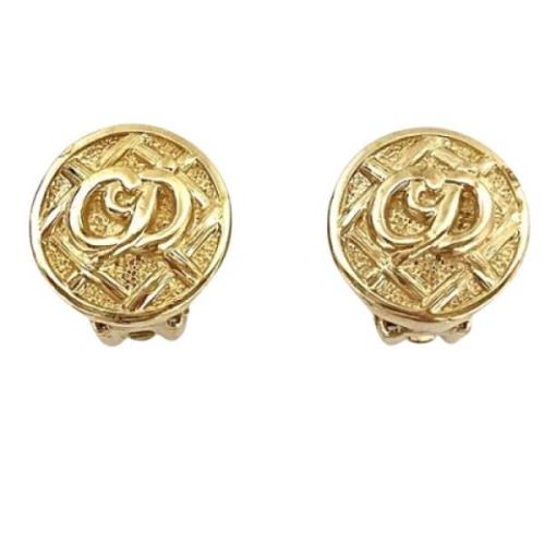 Pre-owned Metal earrings Dior Vintage , Yellow , Dames