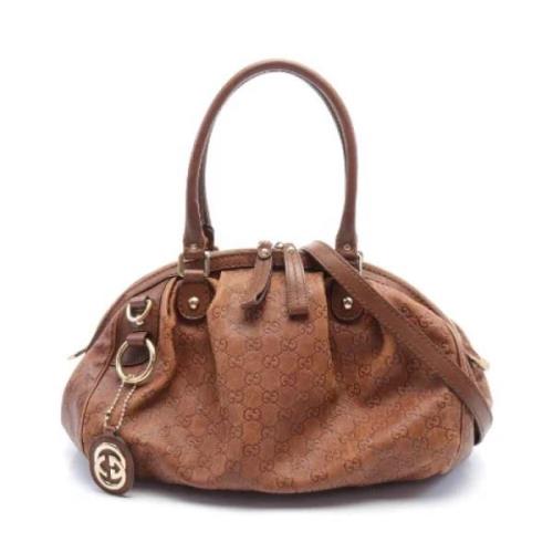 Pre-owned Leather handbags Gucci Vintage , Brown , Dames