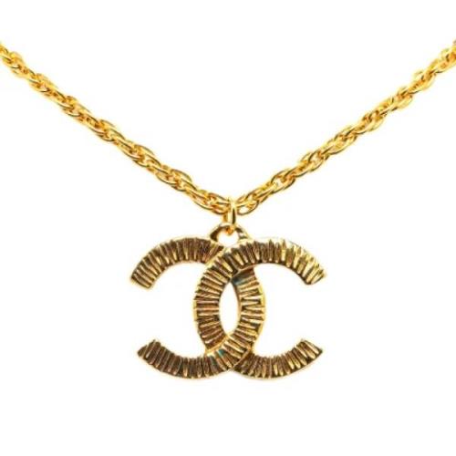 Pre-owned Metal necklaces Chanel Vintage , Yellow , Dames