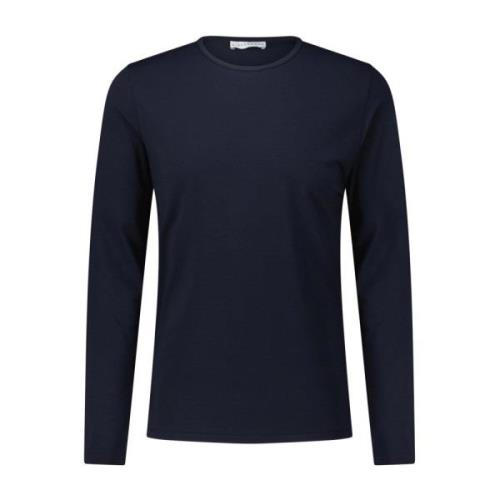 Katoen Mix Longsleeve Ideale Pasvorm Kiefermann , Blue , Heren