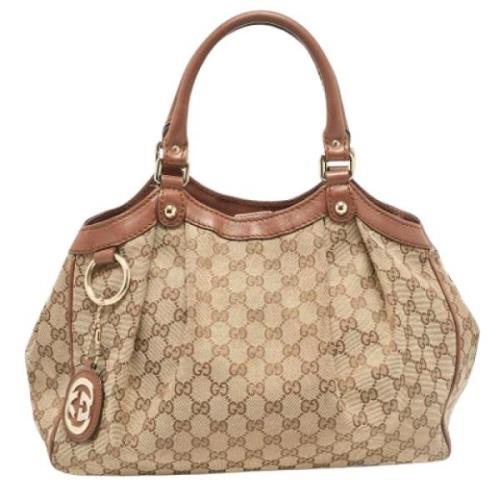 Pre-owned Canvas gucci-bags Gucci Vintage , Beige , Dames