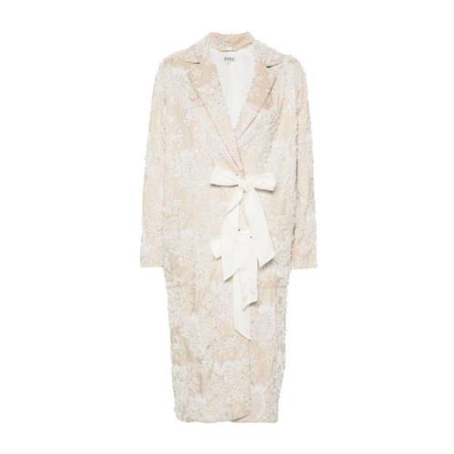 Crème Jacquard Beaded Coat Bode , Beige , Dames