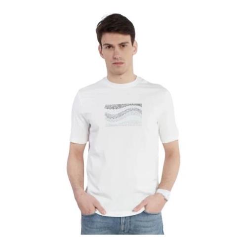 Multi Logo Katoenen T-shirt - Rechte pasvorm Armani Exchange , White ,...