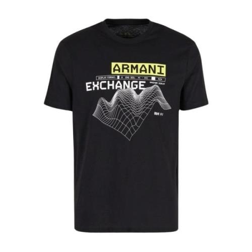 Gedrukt Katoenen T-shirt - Zwart Armani Exchange , Black , Heren