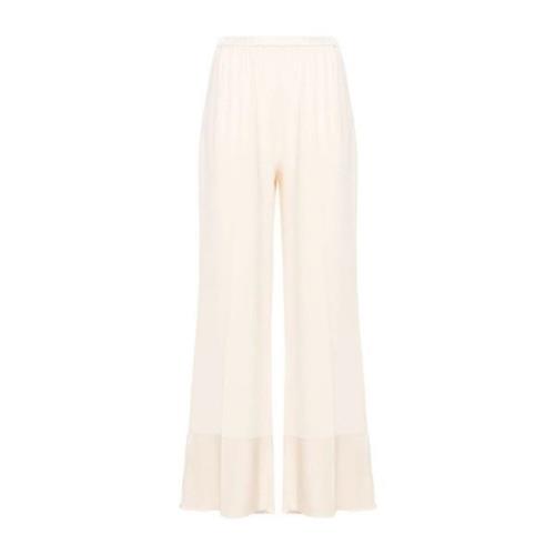 Flared Satijnen Broek Ivory Forte Forte , Beige , Dames