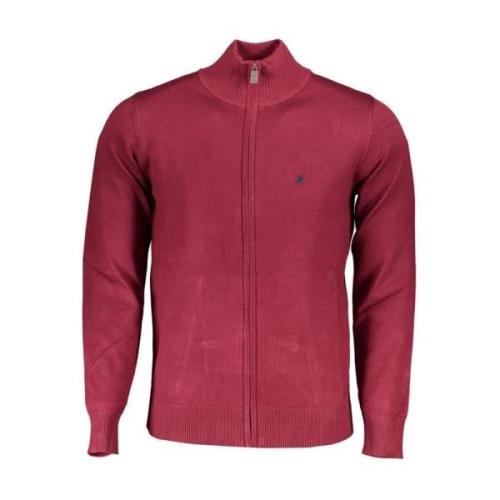 Rode Geborduurde Nylon Cardigan Met Rits U.s. Polo Assn. , Red , Heren