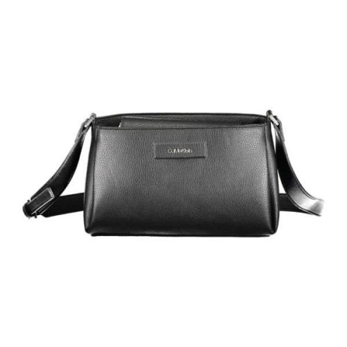 Zwarte Schoudertas met Logo Calvin Klein , Black , Dames