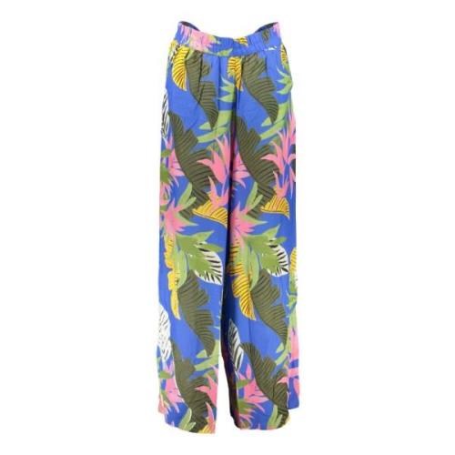 Blauwe Patroon Wijde Pijp Broek Desigual , Multicolor , Dames