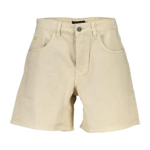 Beige Denim Shorts met 5 Zakken Desigual , Beige , Dames