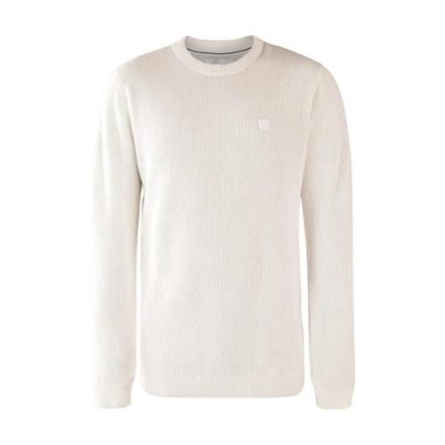 Geribbelde Crew Neck Sweater Calvin Klein Jeans , White , Heren