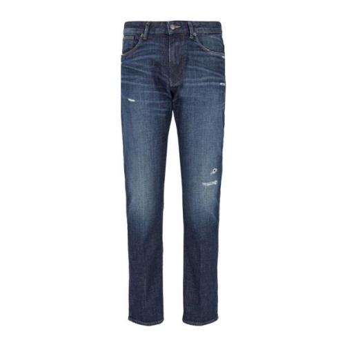 Slim Fit Denim Jeans Lage Taille Emporio Armani , Blue , Heren