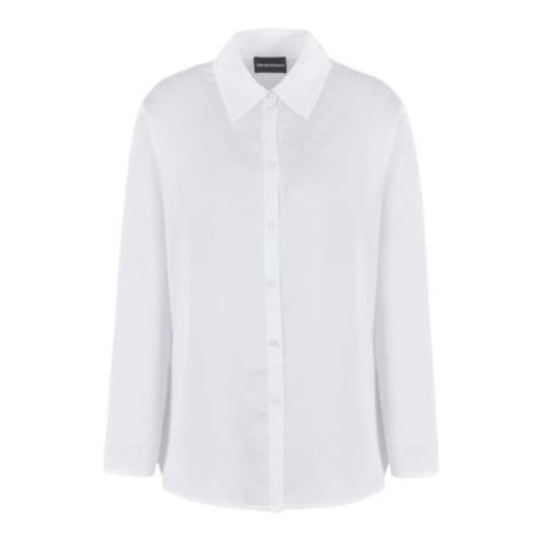 Satin Crepe Classic Collar Shirt Emporio Armani , White , Dames