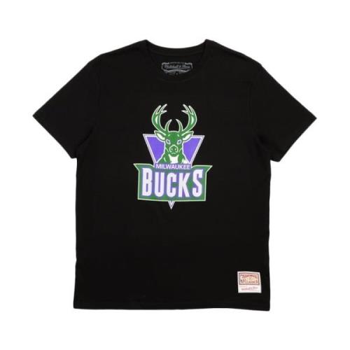 NBA Team Logo Tee - Bucks Mitchell & Ness , Black , Heren