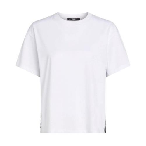 Wit T-shirt met Zwarte Bandlogo's Karl Lagerfeld , White , Dames