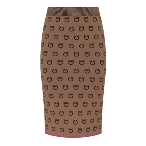 Bruine Logata Midi Rok met Fuchsia Rand Pinko , Brown , Dames