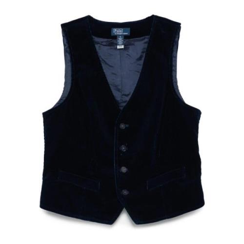 Blauw Fluwelen Ribfluwelen Gilet Jas Ralph Lauren , Blue , Dames