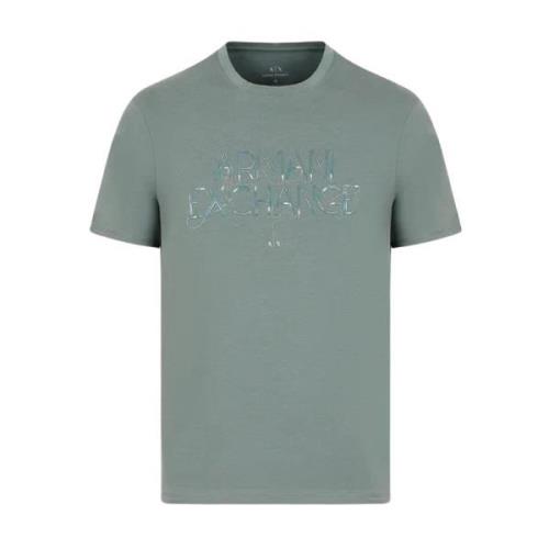 Groene Logo Print Katoenen T-shirt Armani Exchange , Green , Heren