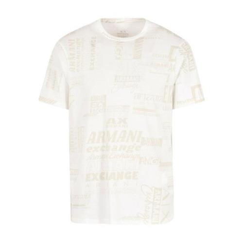 Logo Print Katoenen T-shirt Armani Exchange , White , Heren