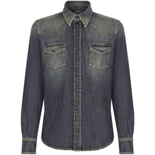 Denim Essentials Shirt Dolce & Gabbana , Blue , Heren