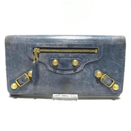 Pre-owned Leather wallets Balenciaga Vintage , Blue , Dames