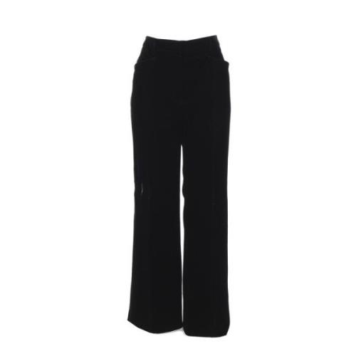 Zwarte Fluwelen Rechte Pijp Broek Tom Ford , Black , Dames