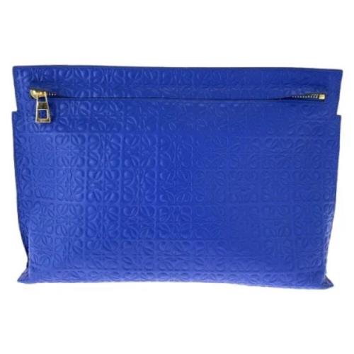 Pre-owned Leather clutches Loewe Pre-owned , Blue , Heren