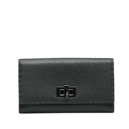 Pre-owned Leather wallets Fendi Vintage , Gray , Dames