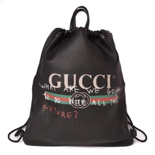 Pre-owned Leather backpacks Gucci Vintage , Black , Heren