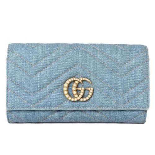 Pre-owned Canvas wallets Gucci Vintage , Blue , Dames