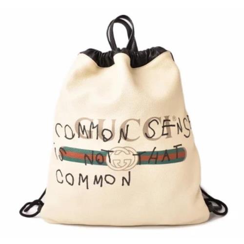 Pre-owned Leather backpacks Gucci Vintage , White , Heren