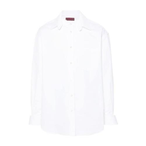 Witte Katoenen Poplin Overhemd Gucci , White , Heren