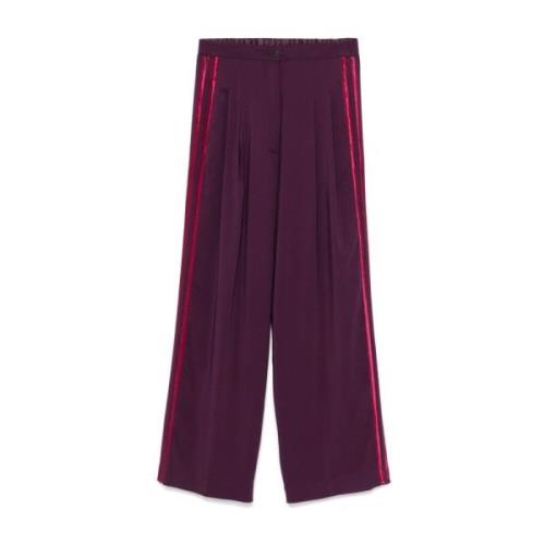 Paarse Wijde Broek met Streepdetail Forte Forte , Purple , Dames